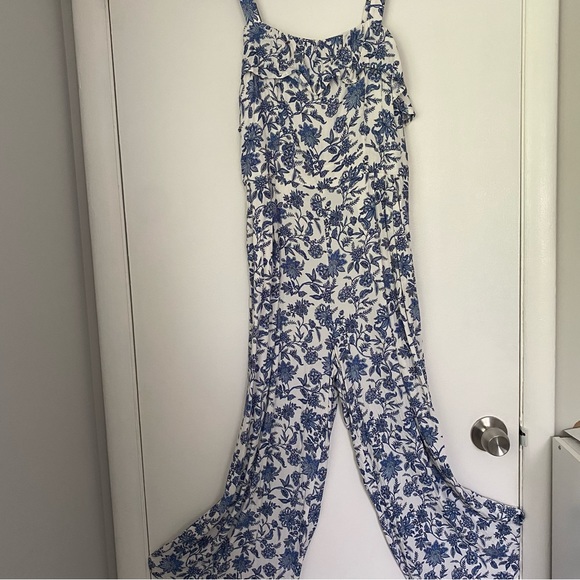 LOFT Pants - Loft Blue Paisley/Floral Jumpsuit